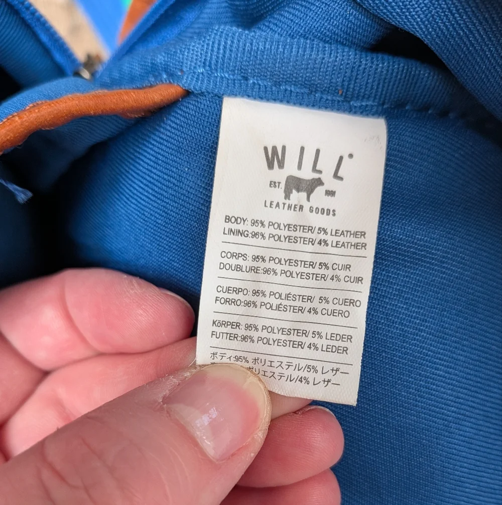 Will Leather Goods Colorblock Blue Leather Accent Backpack